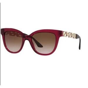 VERSACE dark red acetate gold tone Greek key replacement frames sunglasses